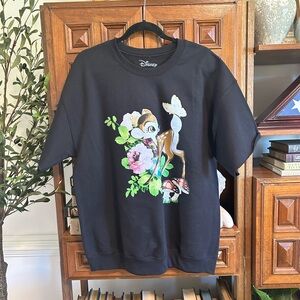 Disney Black Cutoff Sweater with Bambi Design